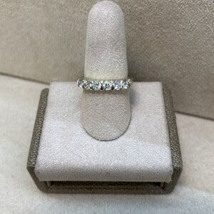 Custom made bar/channel set sterling silver cubic zirconia ring sz 7